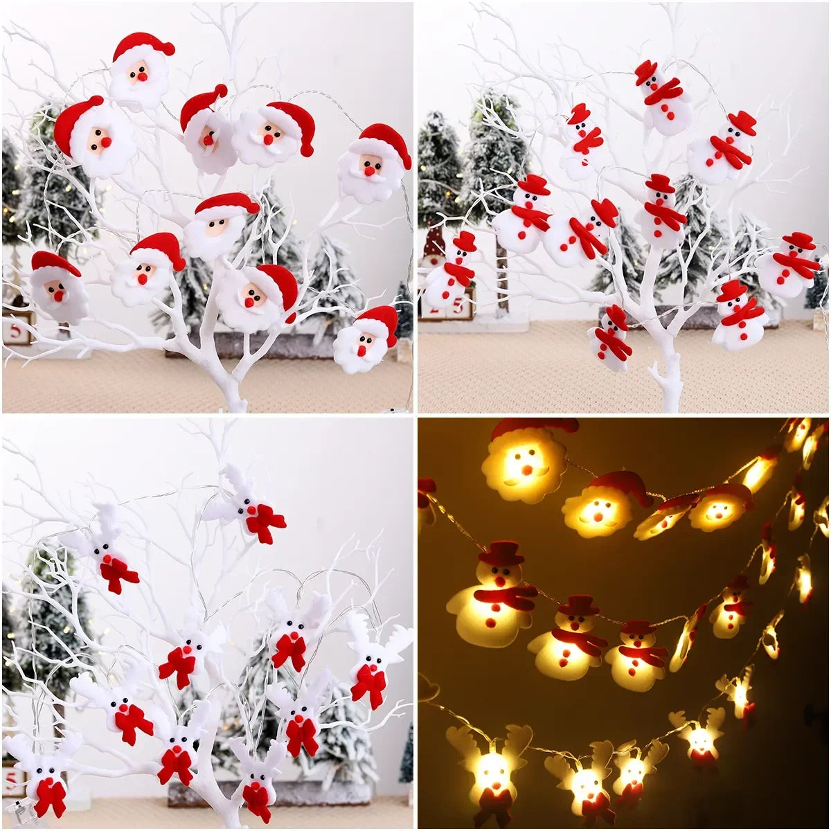 Cristmas Tree Snowman Christmas LED Garland String Lights Merry Christmas Decor for Home Ornament Happy New Year Gifts
