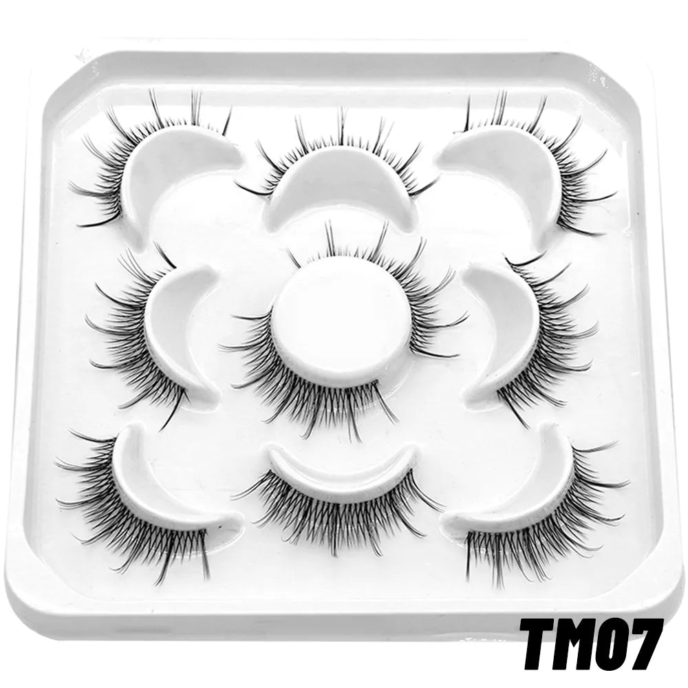 Clear Eyelash Manga  Lashes False 5/10 Pairs Eyelashes Cat-Eye Natural Fluffy 3D Faux Mink Lashes Wispy Lashes