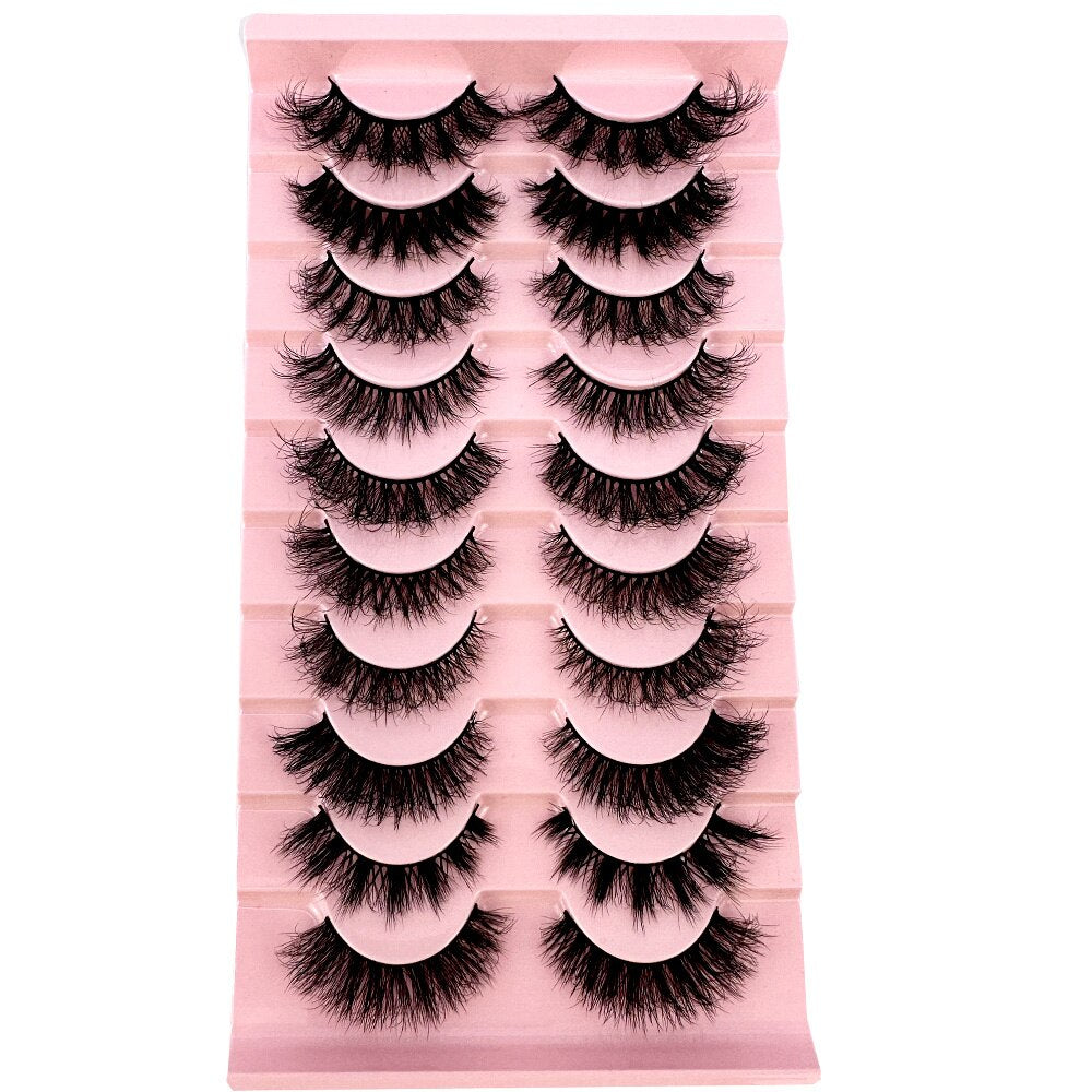 10Pairs False Eyelashes 6D Super Fluffy Wispy Faux Mink Eyelashes Cat Eye Dramatic Lashes Eyelash Extension