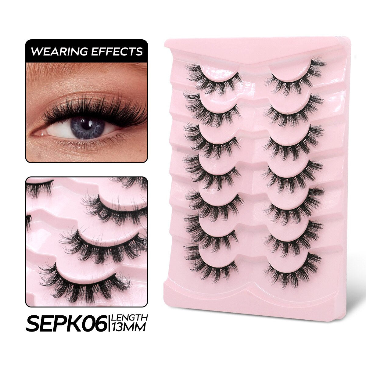 Cat Eye Lashes Fluffy Volume Mink False Eyelashes Winged End Eye Elongated Eyelashes 3D Mink Lashes Thick Fake Eyelash