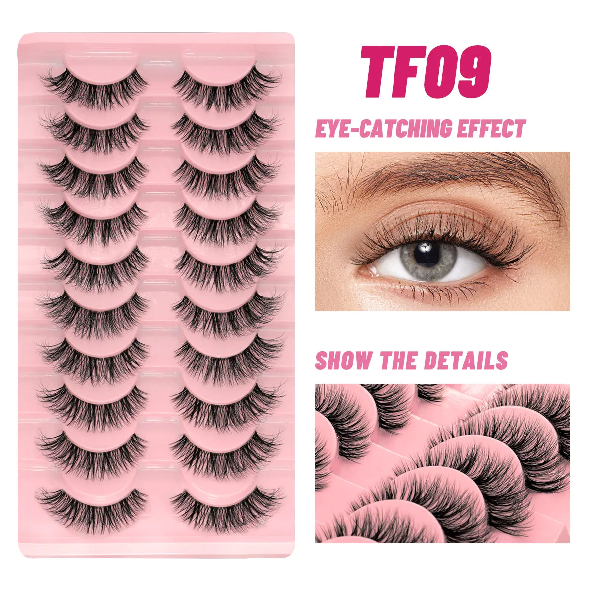 Clear Eyelash Manga  Lashes False 5/10 Pairs Eyelashes Cat-Eye Natural Fluffy 3D Faux Mink Lashes Wispy Lashes
