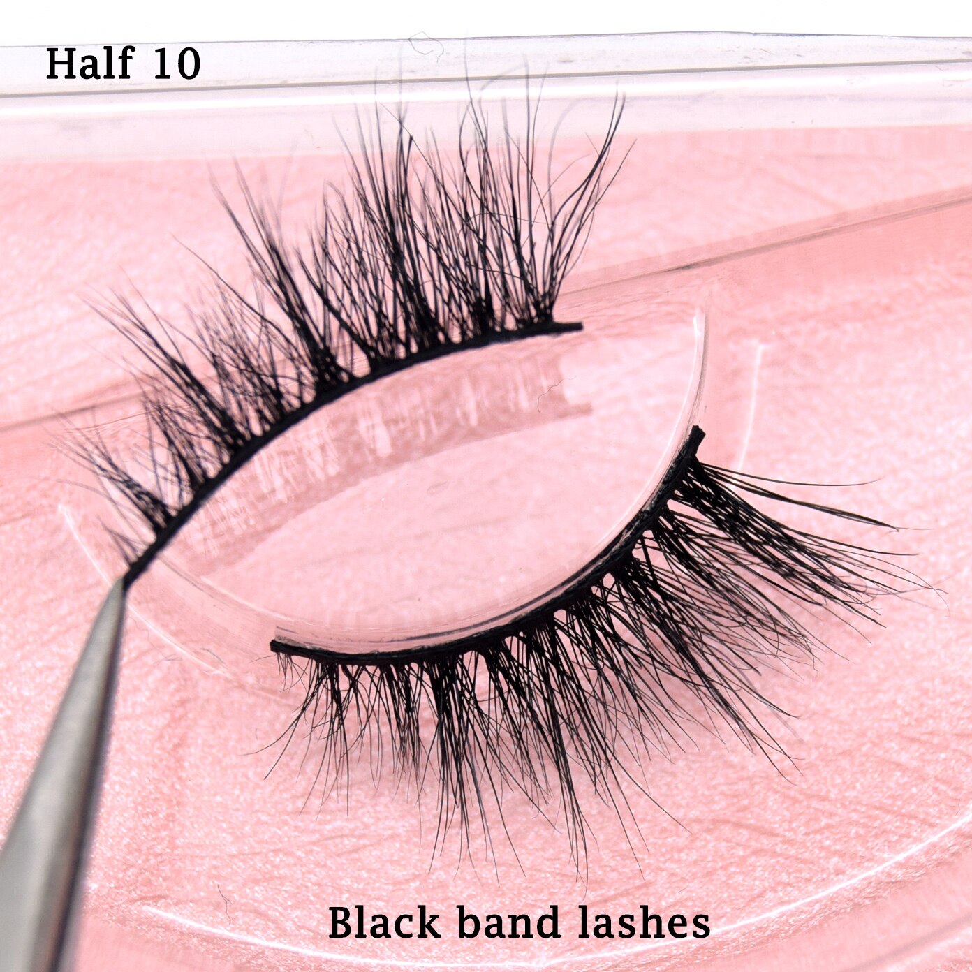 Half Lashes Transparent Stalk Invisible Band Mink Lashes Natual Wispy Half Mink eyelashes Reusable False Eyelashes