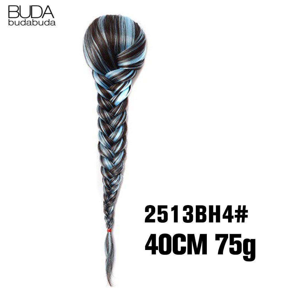 Synthetic Braided Plaited Fishtail Fishbone Drawstring Ponytail 20Inch Long Ombre Blonde Pink Hair Extensions For Women
