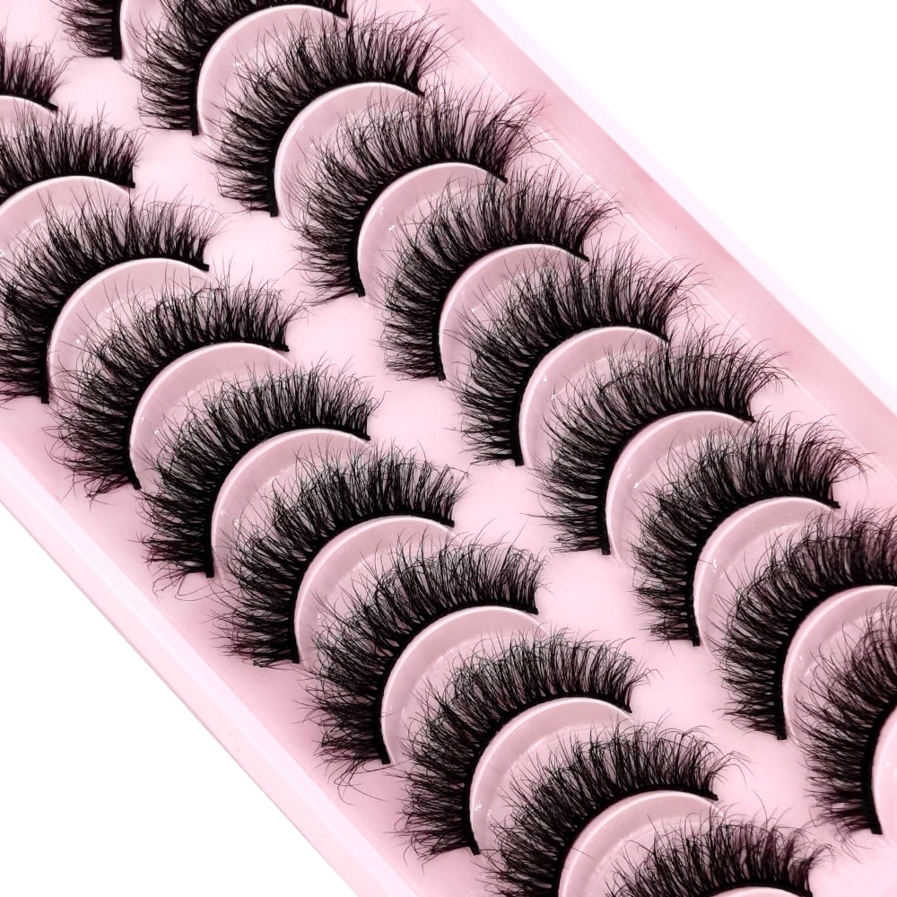 10Pairs 3D Faux Mink Hair False Eyelashes Natural Messy Eyelash Crisscross Wispy Fluffy Lashes Extension Big Eye Fake Lashes
