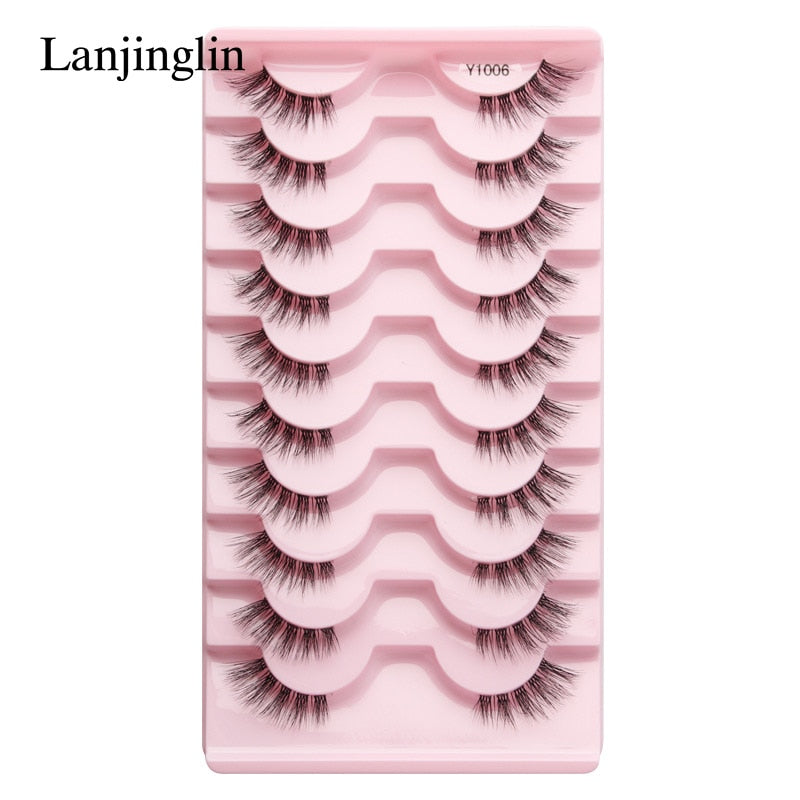 Half Eey Lashes 3/5/10 Pairs Faux Mink Lashes Natural False Eyelashes Wispy Fluffy Eyelash Extension