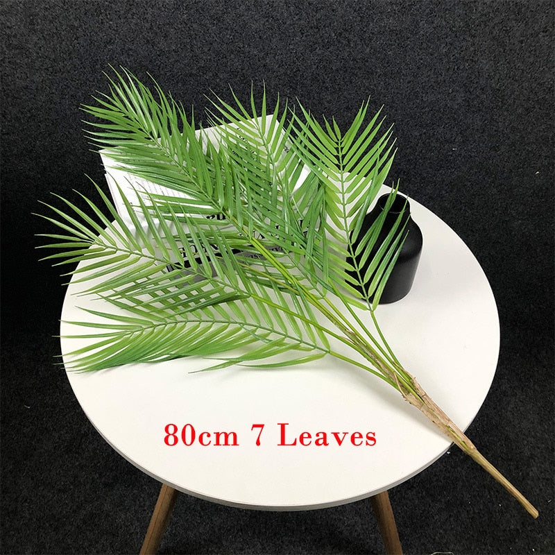 125cm Large Artificial Palm Tree Tropical Plants Branches Plastic Fake Leaves Green Monstera For Home Garden Room Office Decor