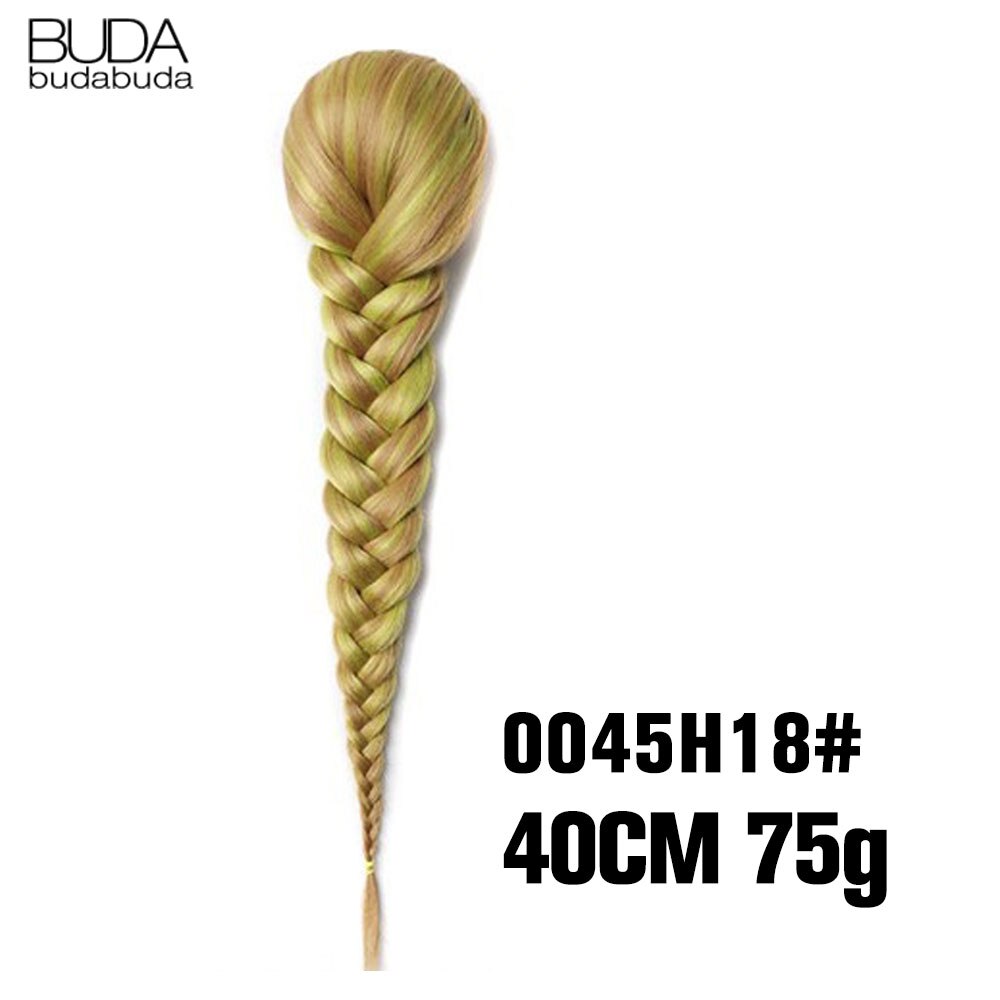 Synthetic Braided Plaited Fishtail Fishbone Drawstring Ponytail 20Inch Long Ombre Blonde Pink Hair Extensions For Women