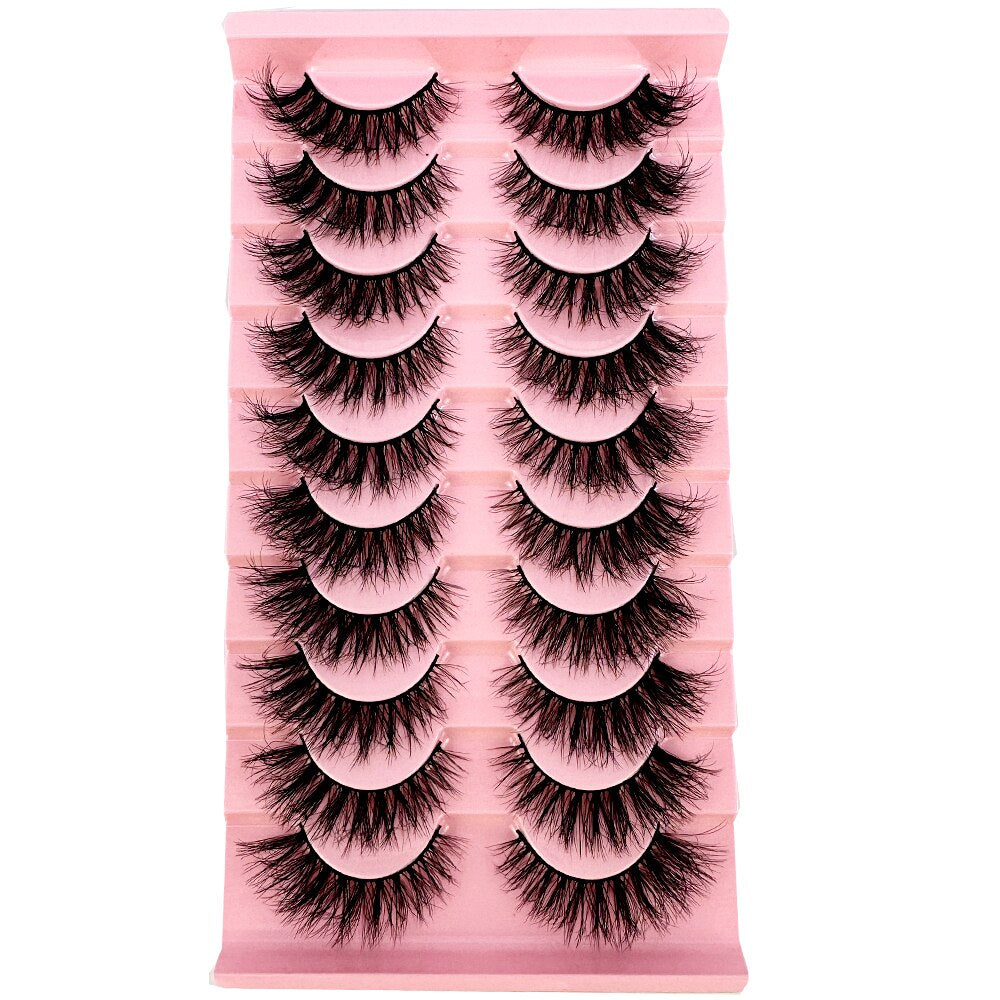 10Pairs False Eyelashes 6D Super Fluffy Wispy Faux Mink Eyelashes Cat Eye Dramatic Lashes Eyelash Extension
