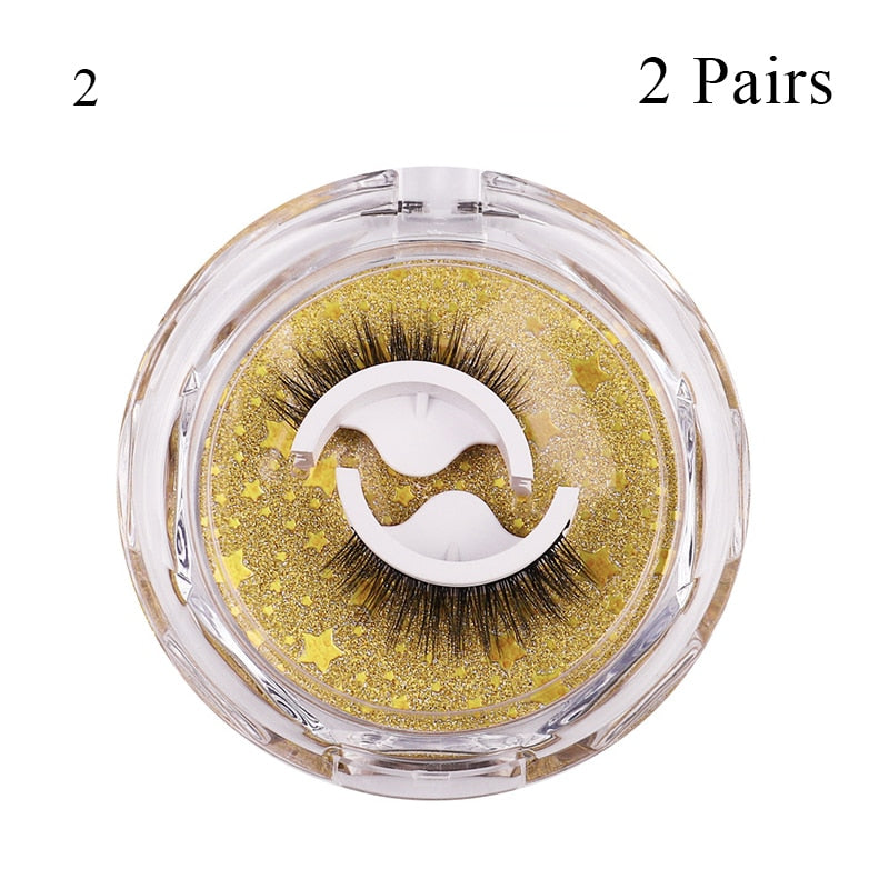 1 pair Self-adhesive False Eyelashes Glue Free 3D Strip Reusable Lashes Extension 3 Seconds To Wear Faux Mink Eyelash