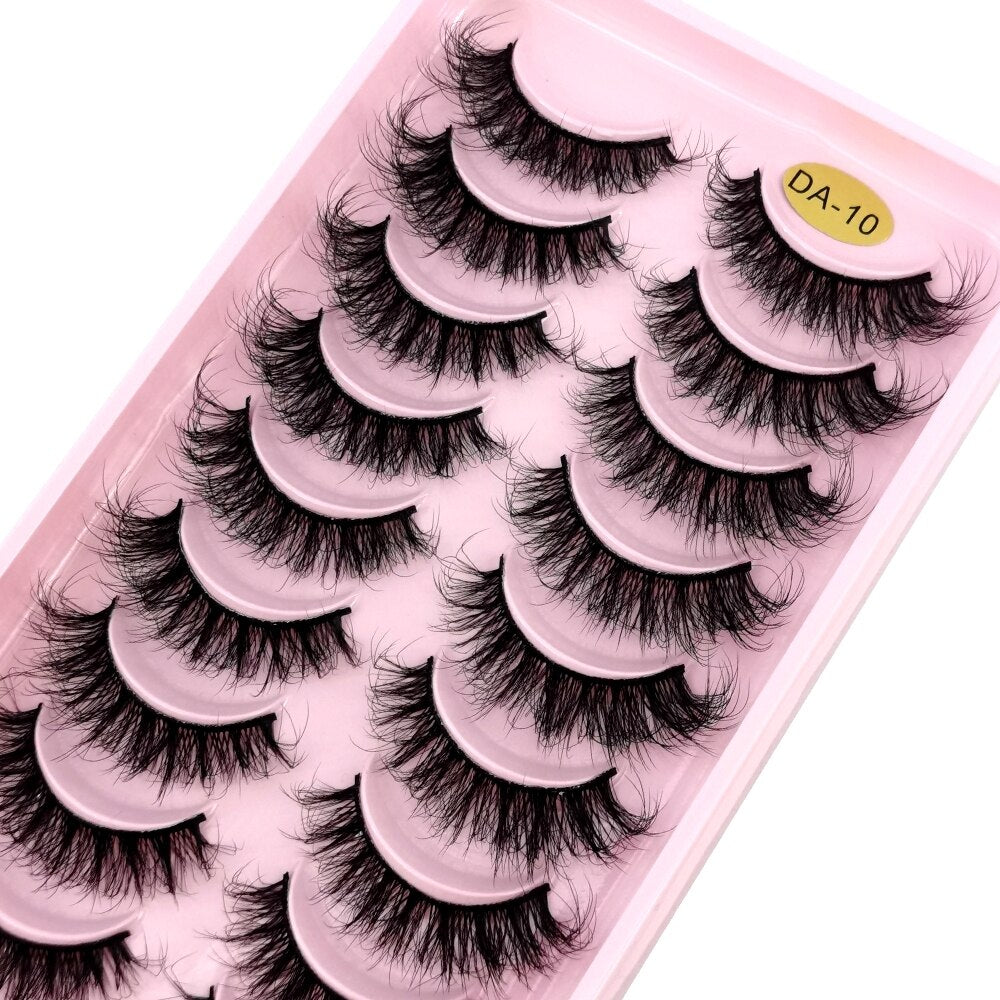 10Pairs 3D Faux Mink Hair False Eyelashes Natural Messy Eyelash Crisscross Wispy Fluffy Lashes Extension Big Eye Fake Lashes