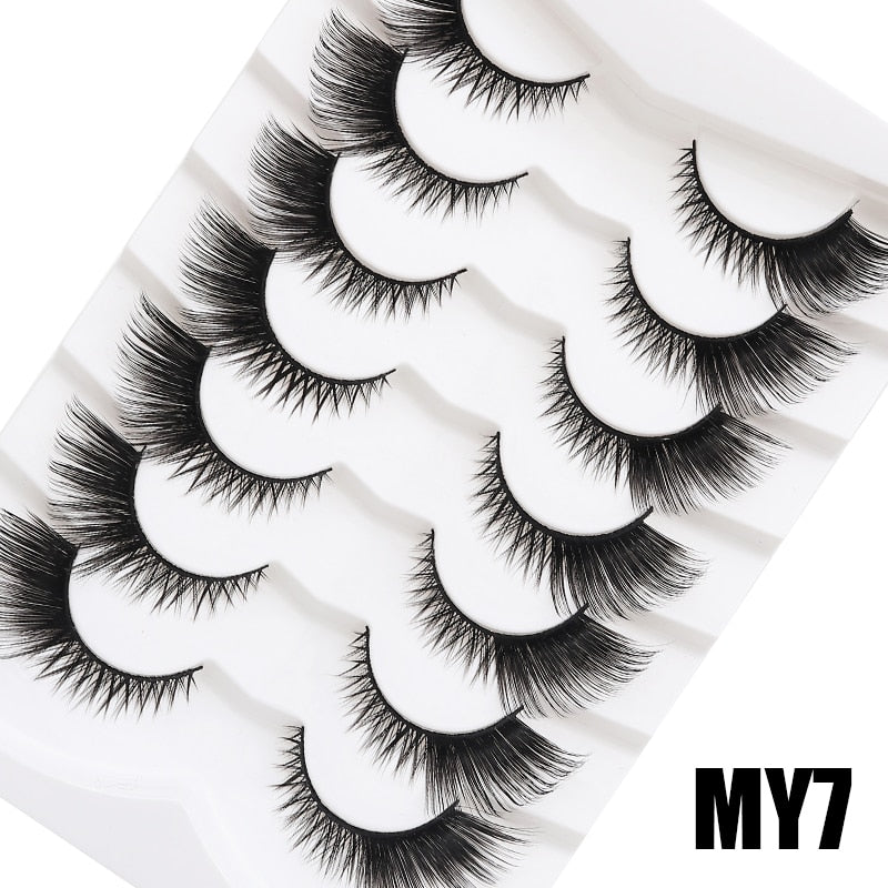 5/7/10Pairs Cat Eye Lash False Eyelashes Natural Faux Mink Eyelashes