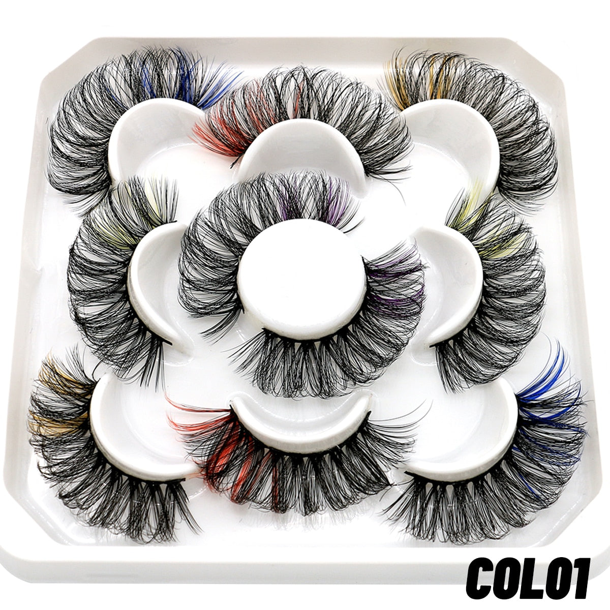 5/8pairs Colored Eyelashes Wispy Mink Lashes Natural Fluffy Cat Eye Lashes Strip 5D False Eyelashes