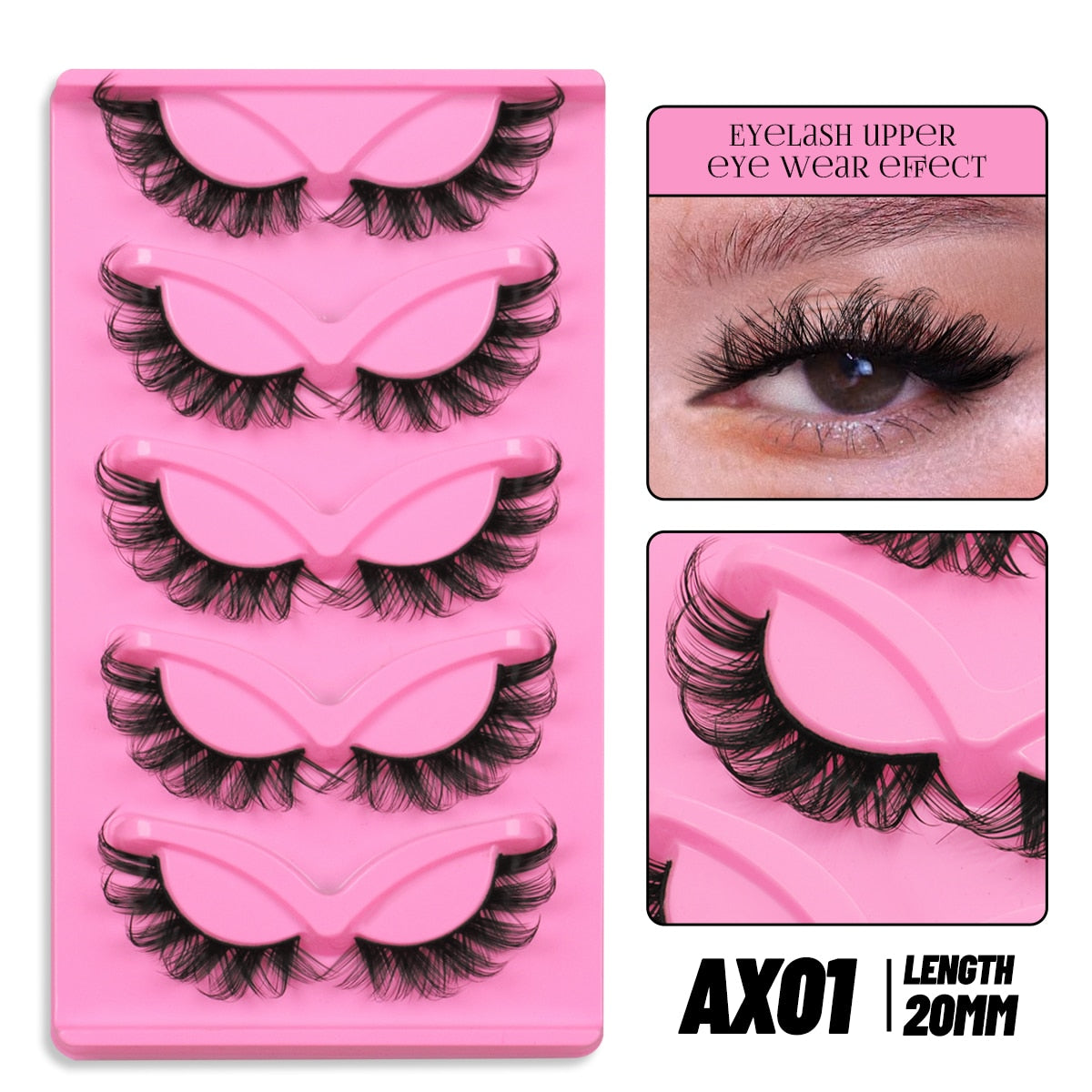 Cat EyeLashes 5 pairs Short Fluffy Eyelashes Soft Natural long Strip Lashes Winged End Eye Elongated Lashes