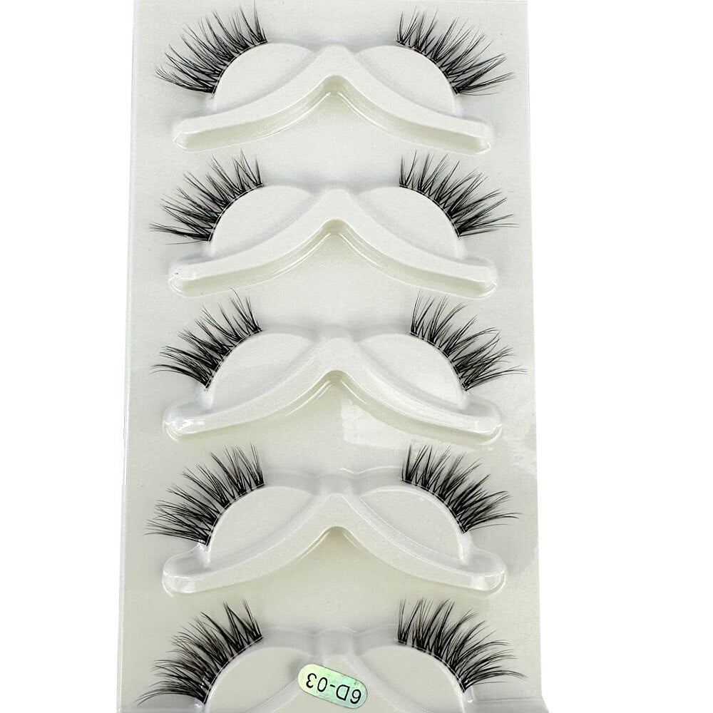5 Half Lashes Cat Eye Nature Long Full Strip Lashes Faux Cils maquillage Invisible Band False Eyelashes