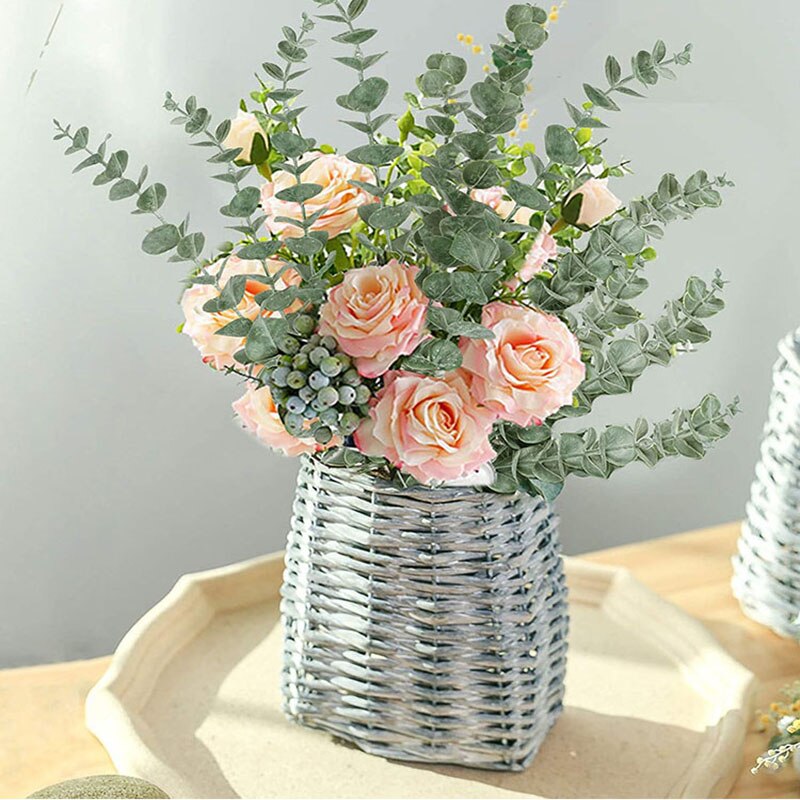 6/12/18 Pcs Artificial Eucalyptus Leaves Green Branches Fake Plants Wedding Party for Home Garden Decoration Christmas Wreath
