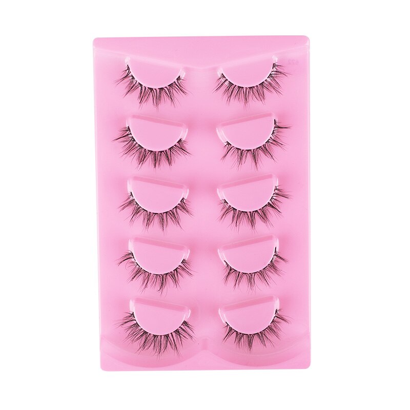5pairs Lashes Manga Lashes 3D Clear Band Lashes Natural Look Wispy Mink Eyelashes Fluffy Cat Eye Lashes individual Eyelashes