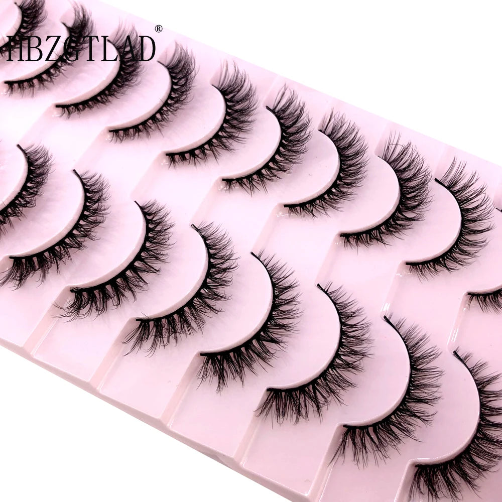 10 Pairs 3D Faux Mink Hair False Eyelashes Natural Messy Eyelash Crisscross Wispy Fluffy Lashes Extension