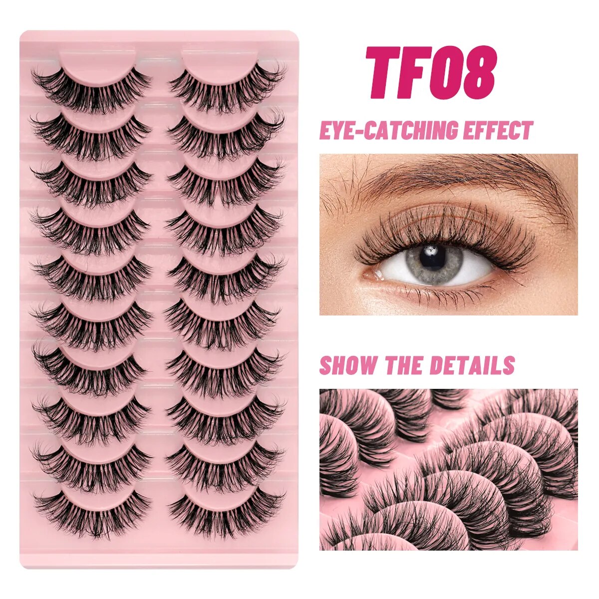Clear Eyelash Manga  Lashes False 5/10 Pairs Eyelashes Cat-Eye Natural Fluffy 3D Faux Mink Lashes Wispy Lashes