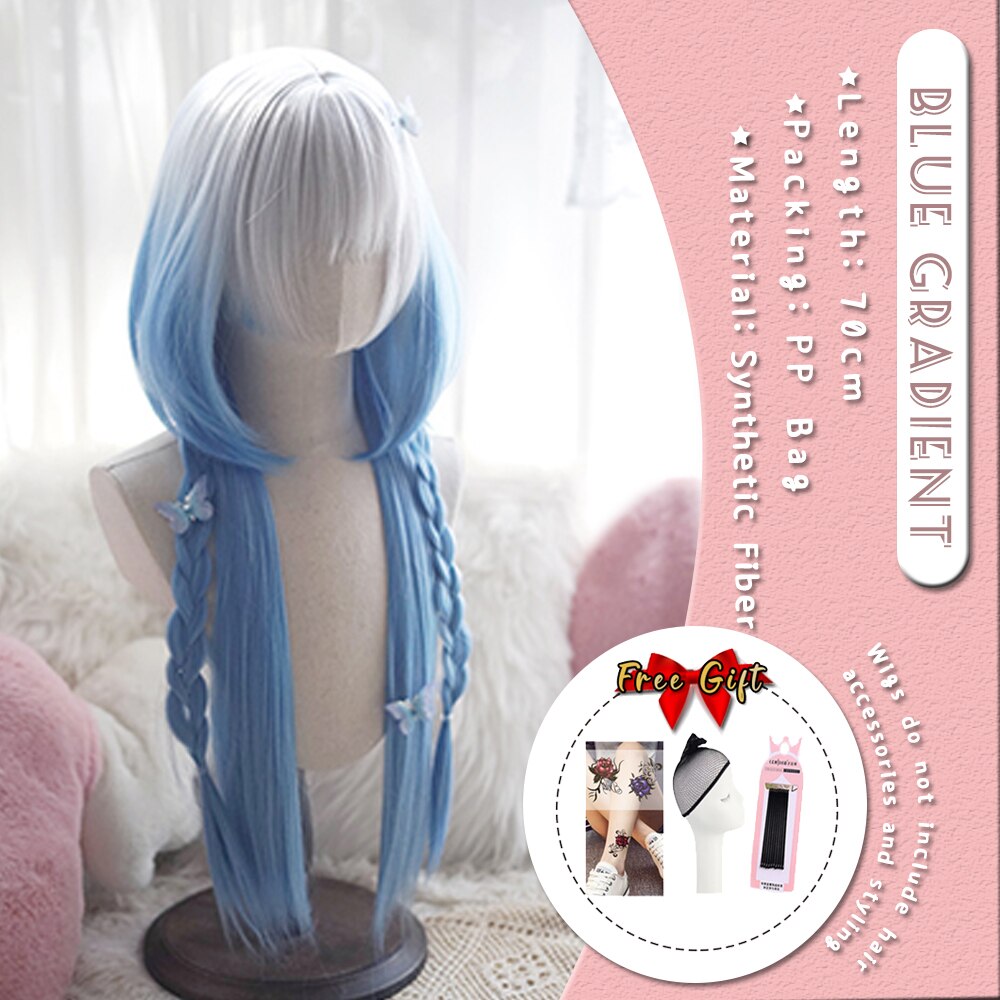 Extra Long Curly Hair with Bangs Cosplay Party Lolita Synthetic Wigs Heat Resistant Fiber