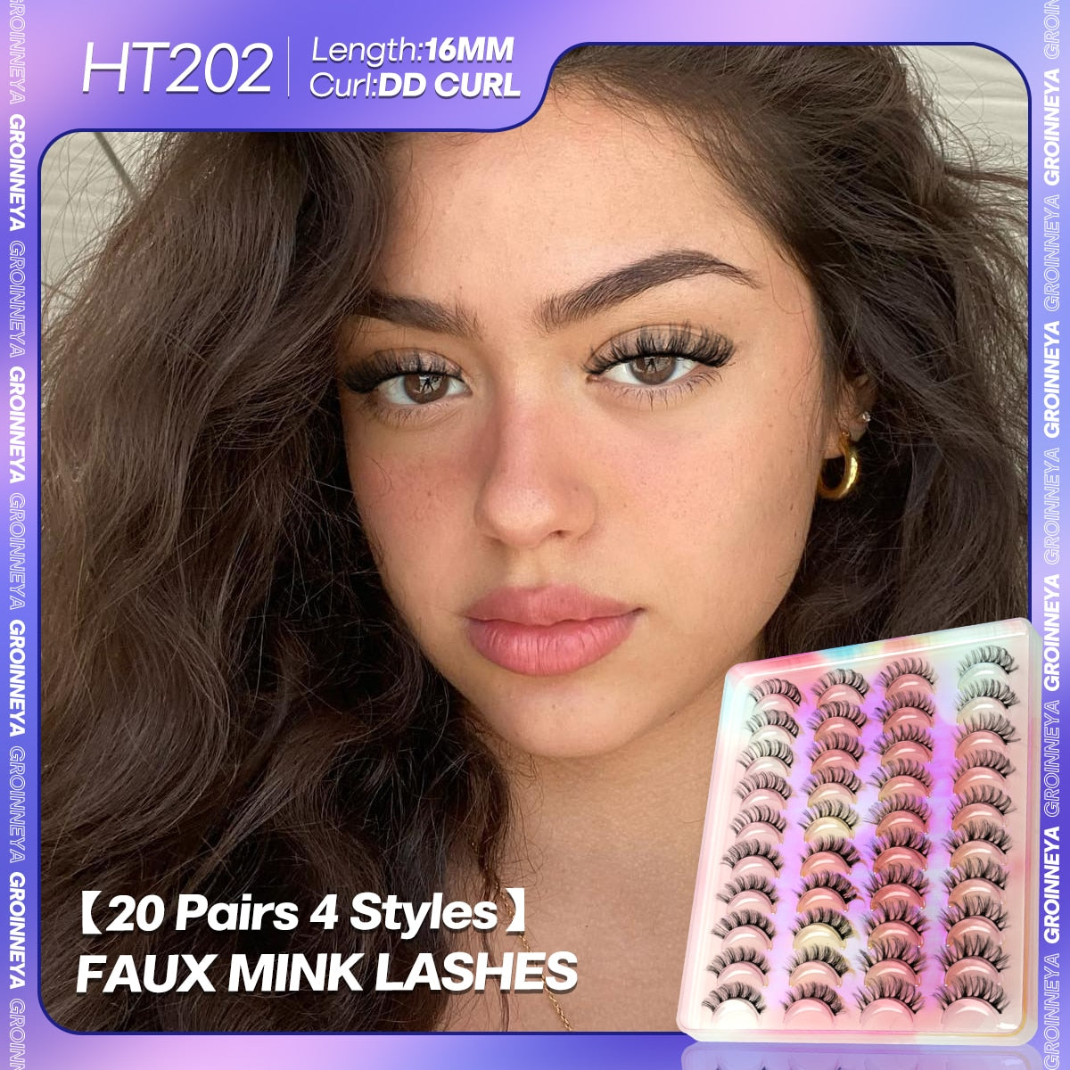 Russian Strip Lashes 5/10/20 Pairs Fluffy Mink Lashes 3D False Eyelashes Russian Eyelashes D Curl Fake Eyelashes