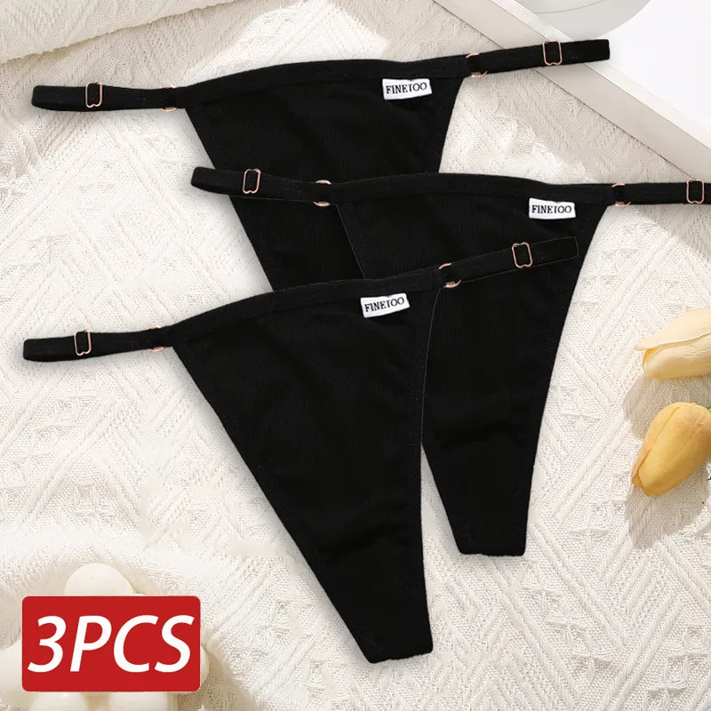 Cotton Sexy Thongs Adjustable Women's Panties Soft Panties Low Waist Seamless Thongs Woman Lingerie Tangas Mujer S-XL