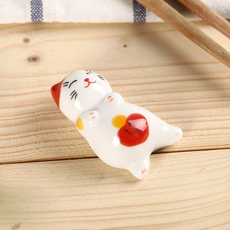 Japanese Style Underglaze Ceramic animals Chopstick Holder Tableware Restaurant Simple Oval Spoon Bracket Utensil For Kitchen