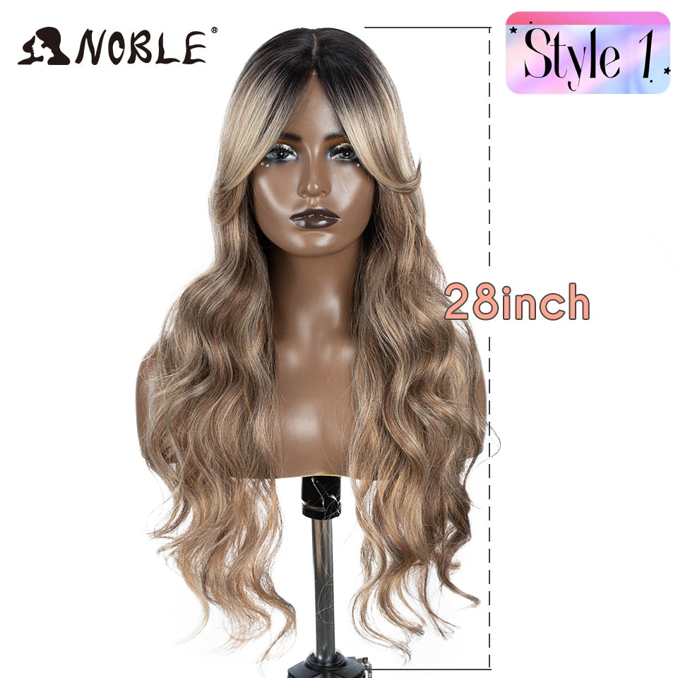 Synthetic Lace Front Wig Long Wavy 36 " Body Wavy Side Part Lace Wig For Women Lace Front Wig Ombre Blonde Cosplay Wig