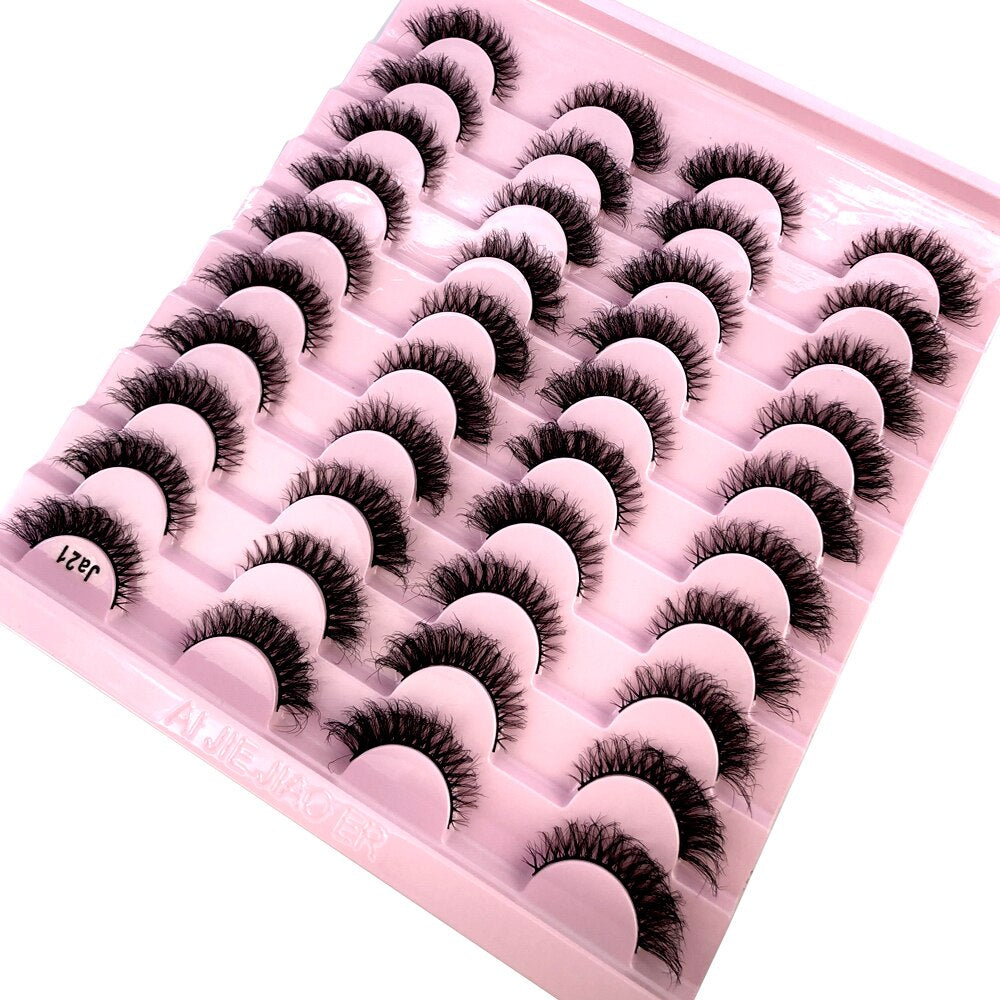 20 pairs 3D Mink Eyelashes Thick Natural False Eyelashes Crisscross Fake Eyelashes
