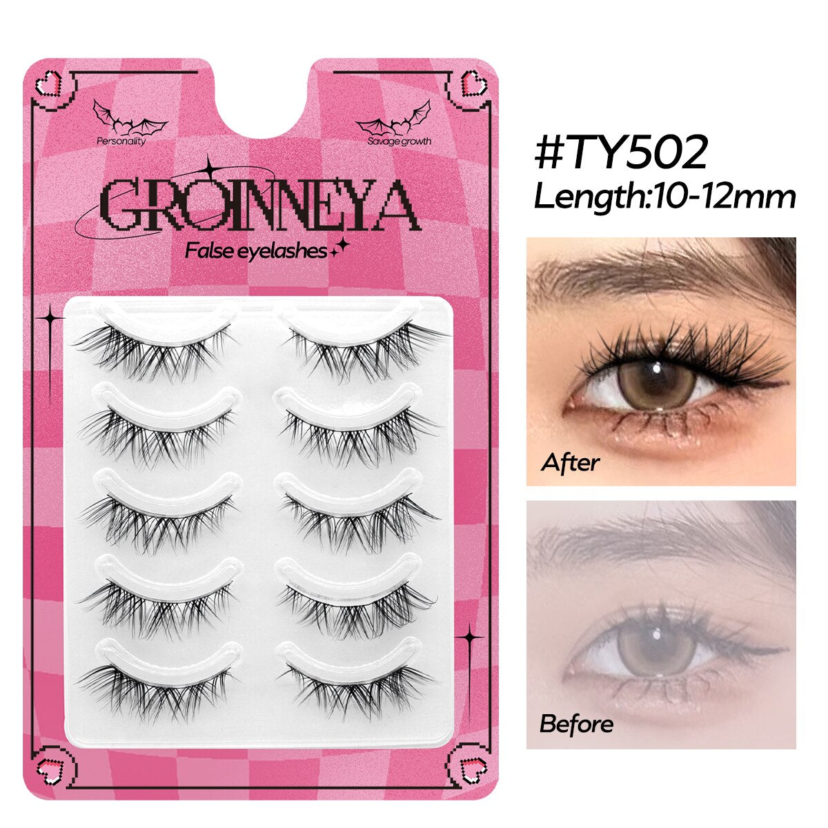 Cat EyeLashes 5 pairs Short Fluffy Eyelashes Soft Natural long Strip Lashes Winged End Eye Elongated Lashes