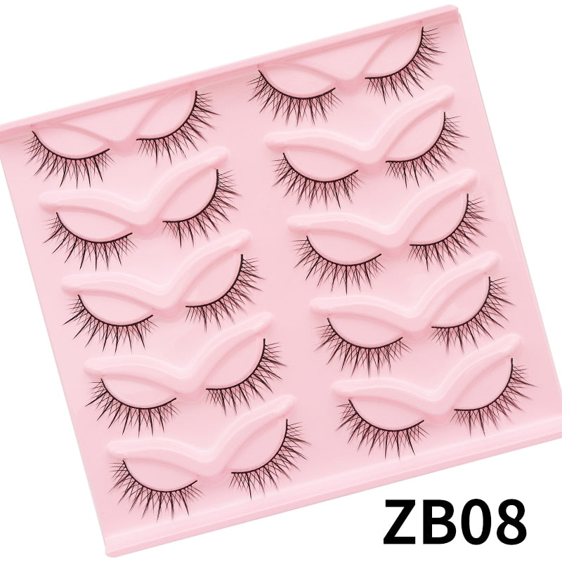 5/7/10Pairs Cat Eye Lash False Eyelashes Natural Faux Mink Eyelashes