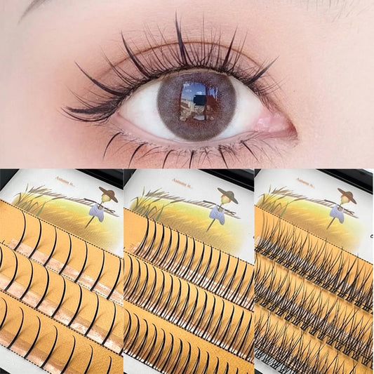 A/M Shape Premade Eyelashes Individual Lashes Cluster Spikes Lash Wispy Premade Russian Natural Fluffy False Eyelashes