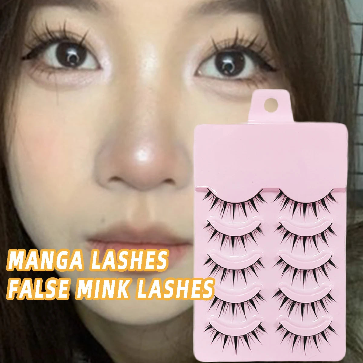 5 Pairs Manga Lashes Cos Dance Performance Eyelash Handmade Eyelashes Female Japanese 3D Natural Faux Mink Lash Extension
