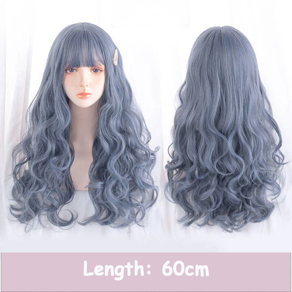 Synthetic Long Wavy Women Light Pink Gradient Mixed Color Lolita Cosplay Heat Resistant Party Wig