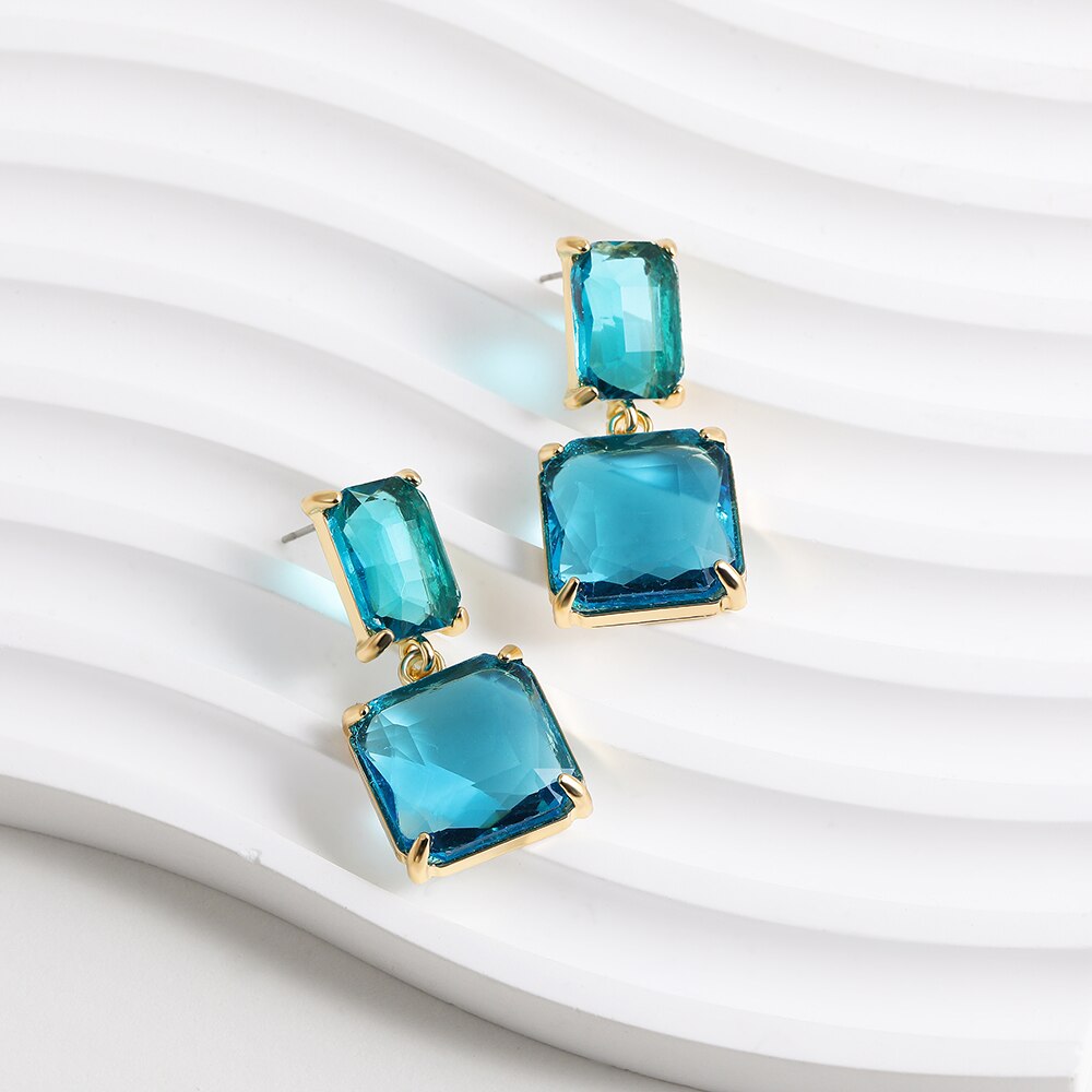 Transparent Resin Pendant Hanging Earring Bohemia Trendy Geometric Square Acrylic Drop Dangle Earrings Jewelry