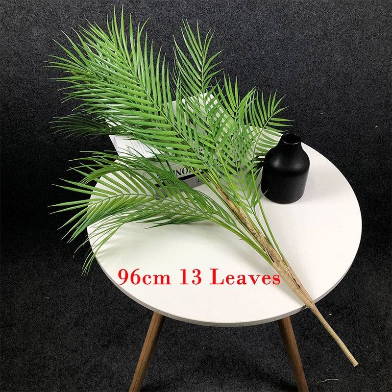 125cm Large Artificial Palm Tree Tropical Plants Branches Plastic Fake Leaves Green Monstera For Home Garden Room Office Decor