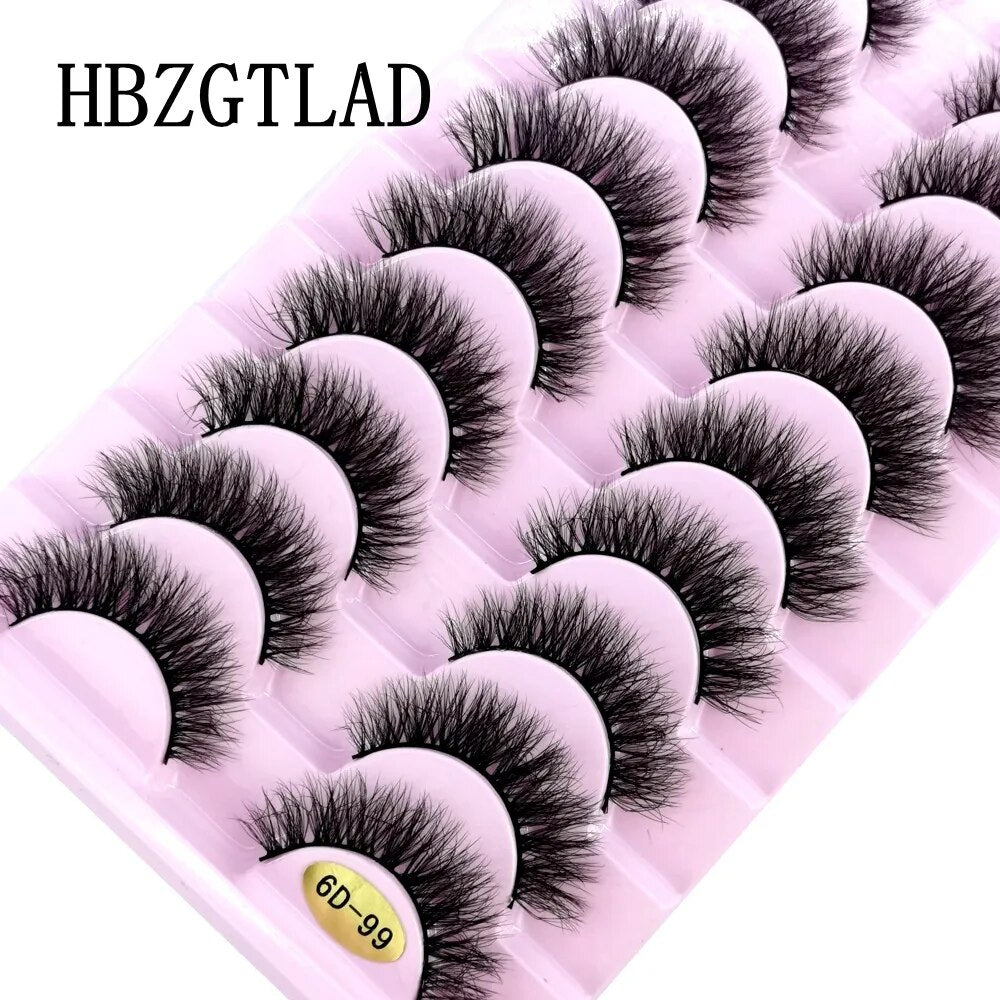 Fluffy 10 Pairs Faux Mink False Eyelashes Natural Long Lashes Crisscross Wispy Fake Eyelashes Extension