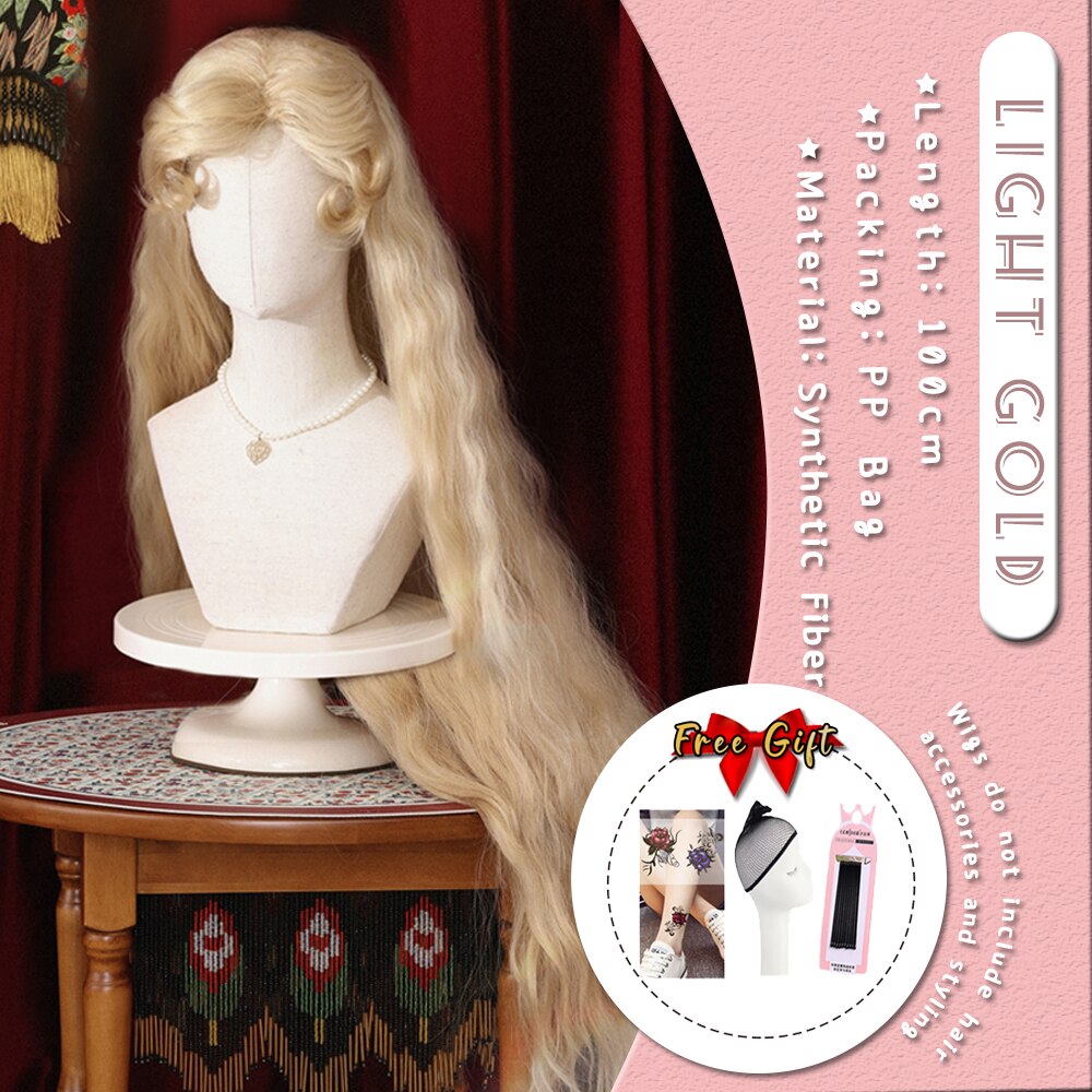 Extra Long Curly Hair with Bangs Cosplay Party Lolita Synthetic Wigs Heat Resistant Fiber