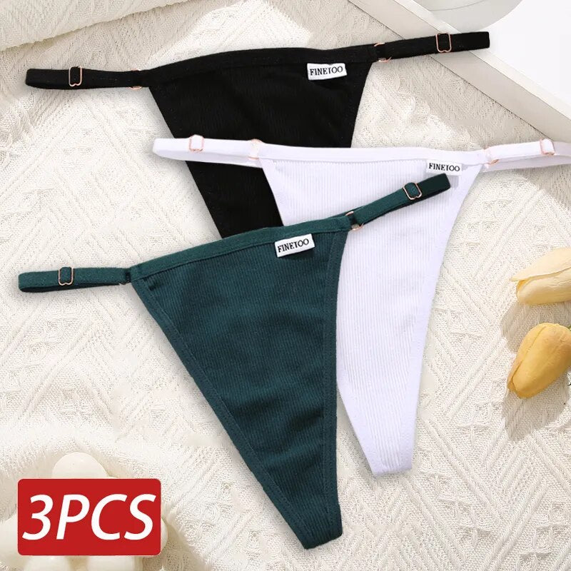 Cotton Sexy Thongs Adjustable Women's Panties Soft Panties Low Waist Seamless Thongs Woman Lingerie Tangas Mujer S-XL