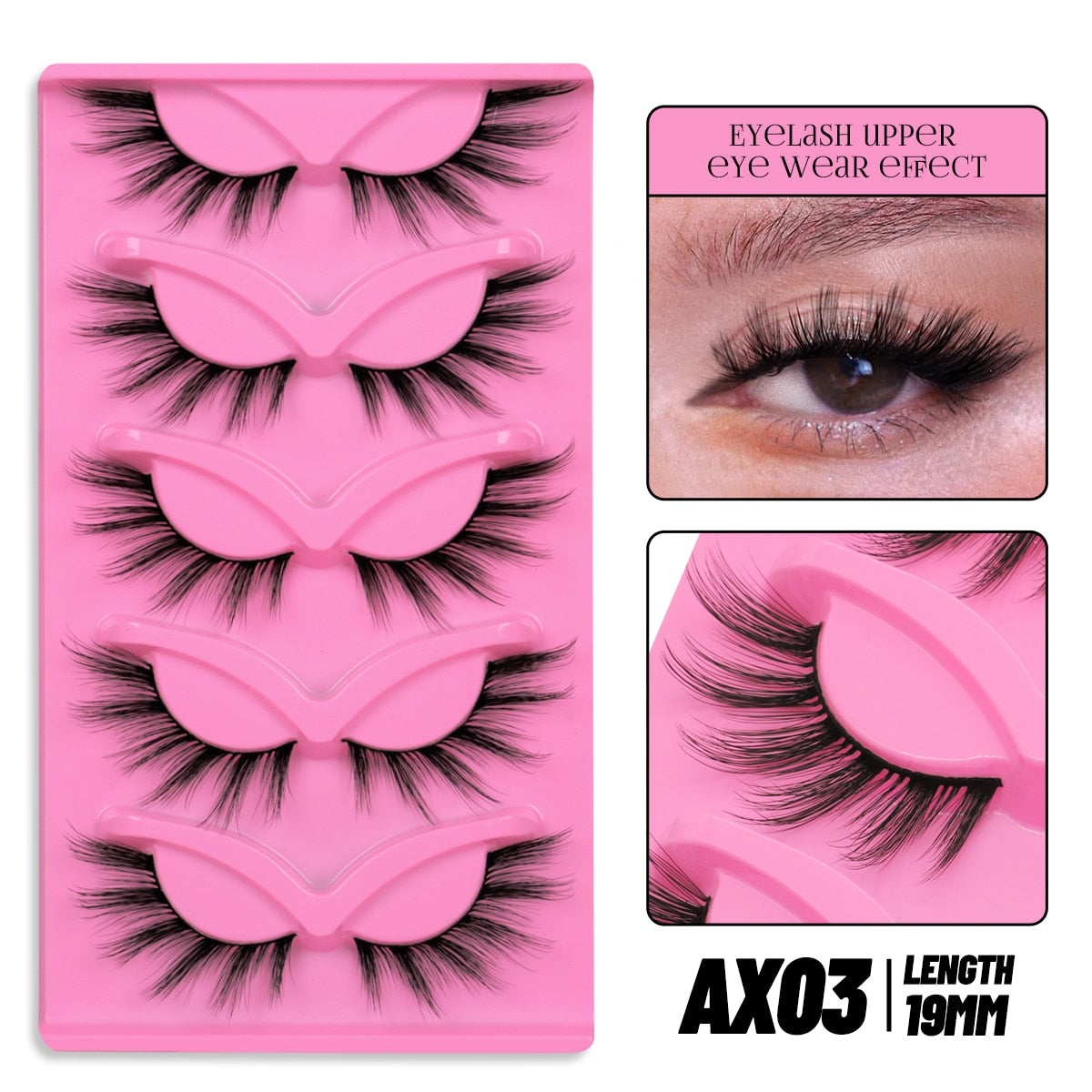 Cat EyeLashes 5 pairs Short Fluffy Eyelashes Soft Natural long Strip Lashes Winged End Eye Elongated Lashes