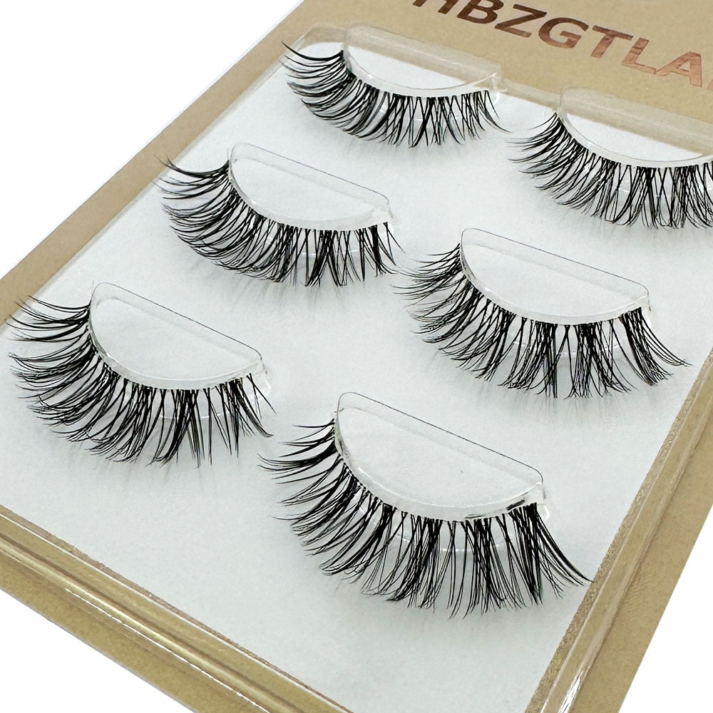 Mink Eyelashes 3 pair reusable false eyelashes invisible band
