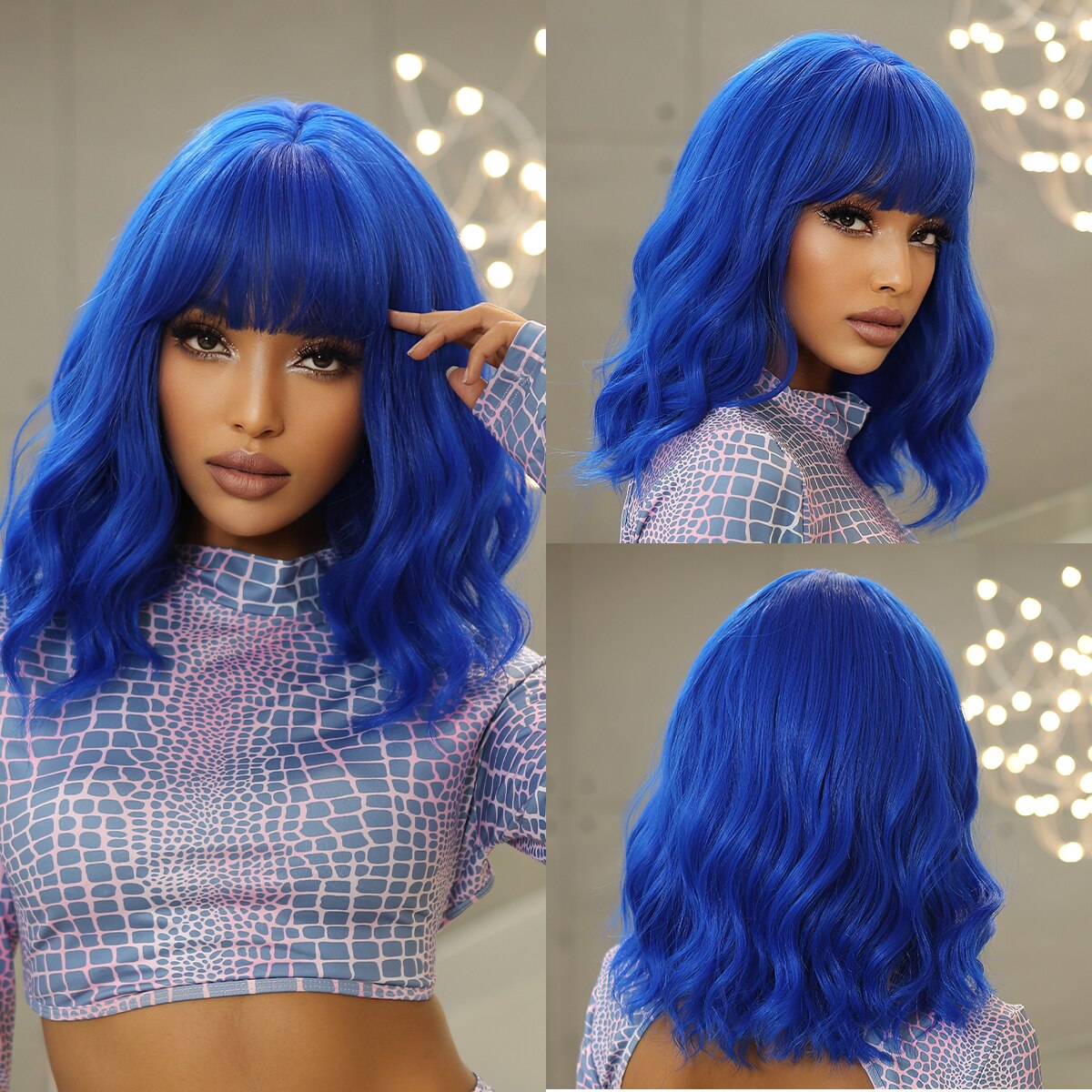 Grey Wavy Bob Wigs With Bangs Short Blonde Wavy Bob With Dark Roots