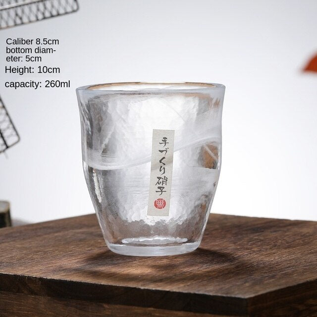 Japan Tsukiyeye Kobo Handmade Glass Smudge Hammered Glass Water Cup Wine Glass Tea Cup Red Wine Glass Vodka Artwork Sake Tumbler