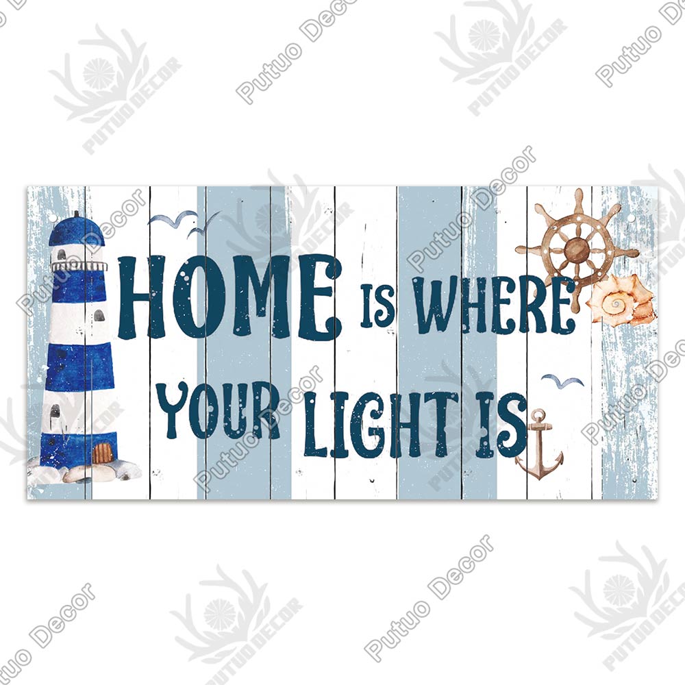 Putuo Decor Beach Home Signs Wood Wall Plaque Wooden Signs Welcome Decor Hanging Plate for Beach House Home Bedroom Tent Decor