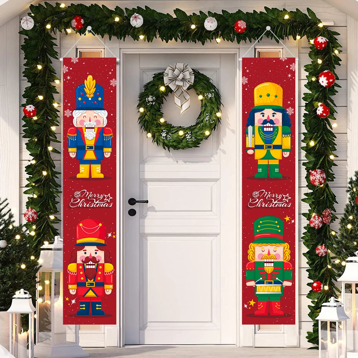Nutcracker Soldier Door Banner Decor Christmas Decorations for Home Xmas Hanging Ornaments Navidad Noel Gifts New Year