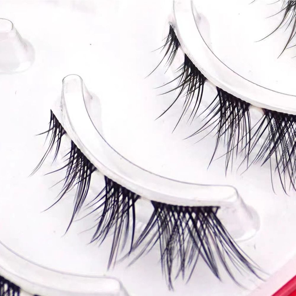 5Pairs 3D Mink Cat Eye Lashes Transparent Stem End Eye Elongated Eyelashes Full Strip Wispy Volume Fox Eye Lashes