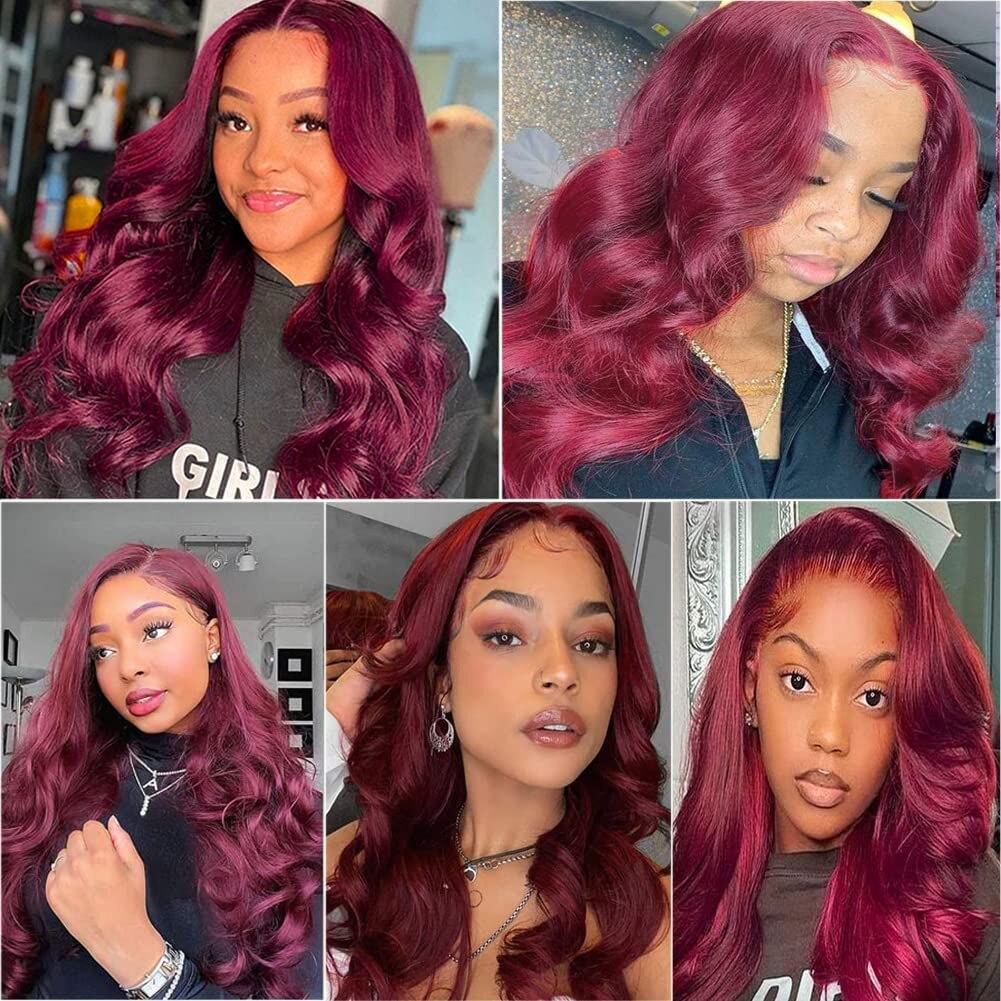 Burgundy Wig Glueless Pre Plucked Hairline Wig With Baby Hair Synthetic Lace Wigs For Women Body Wave Heat Resistant Fiber