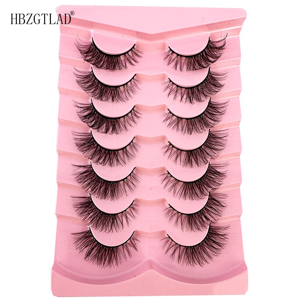 Cat Eye Fluffy lashes Faux Mink Eyelashes Long 7 Pairs Fluffy Mink Lashes Dramatic Volume lashes Extension