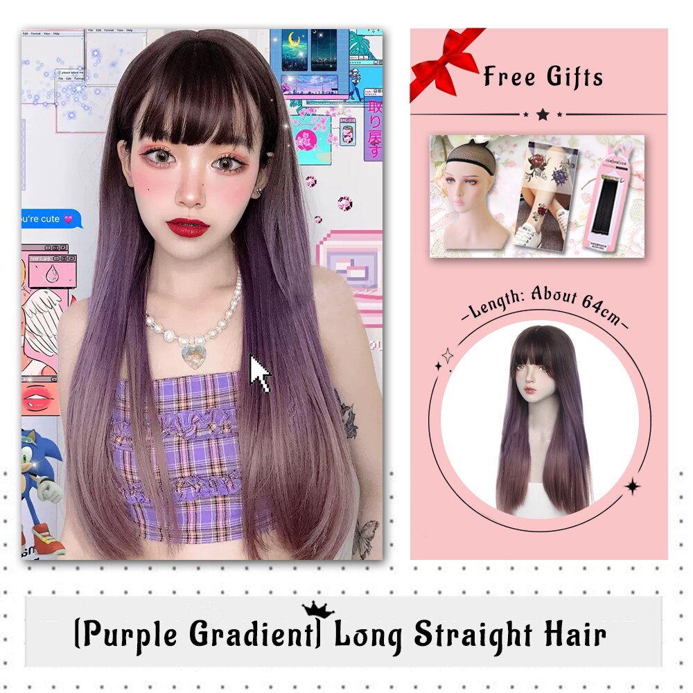 Brown Black Gold Wool Roll Synthetic Wig For Women Long Roll Wig Bangs Cosplay Party Heat Resistant Hair