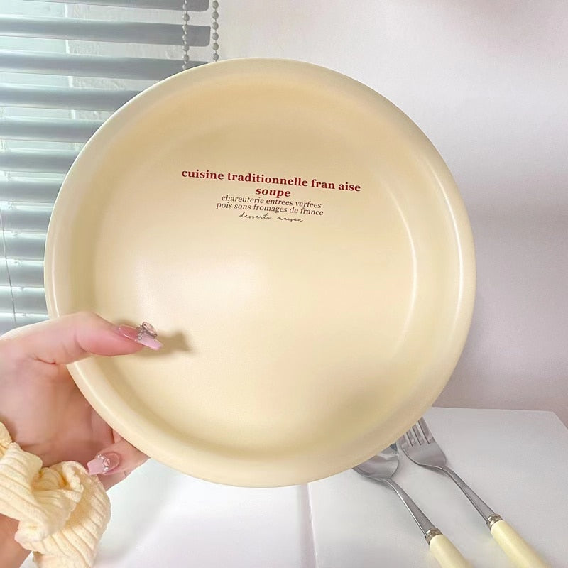 Milk Green Ceramic Tableware Vintage Home Salad Bowl Breakfast Plate Senior Sense of One Person Food Bowl Plate Set
