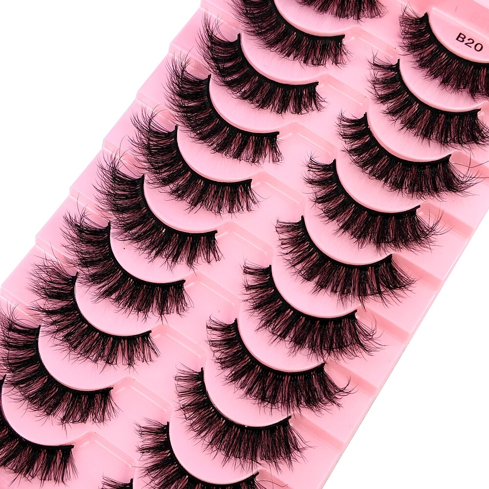 10Pairs 3D Faux Mink Hair False Eyelashes Natural Messy Eyelash Crisscross Wispy Fluffy Lashes Extension Big Eye Fake Lashes